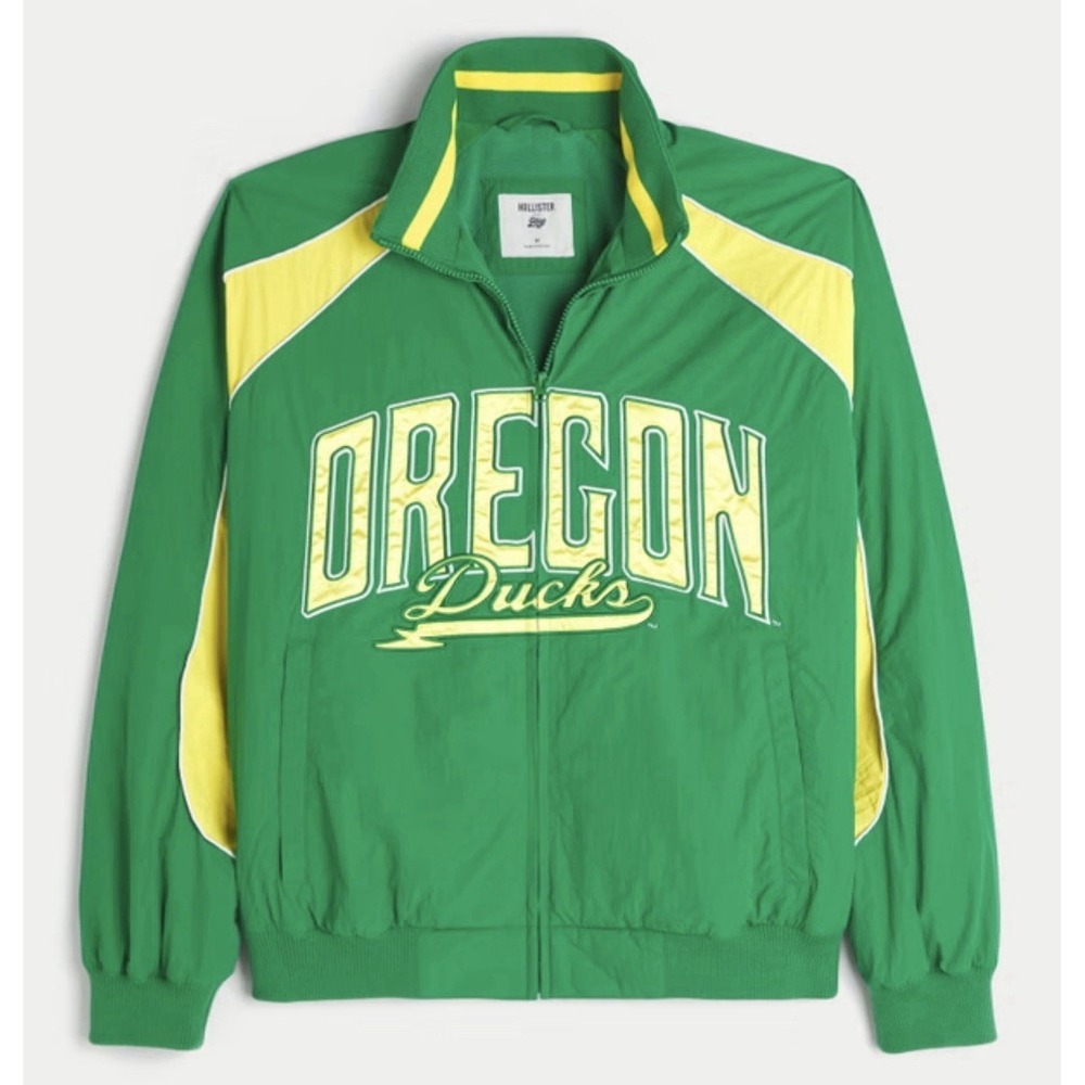 University of Oregon Ducks Graphic Windbreaker Jacket Men's XL Green Embroidered